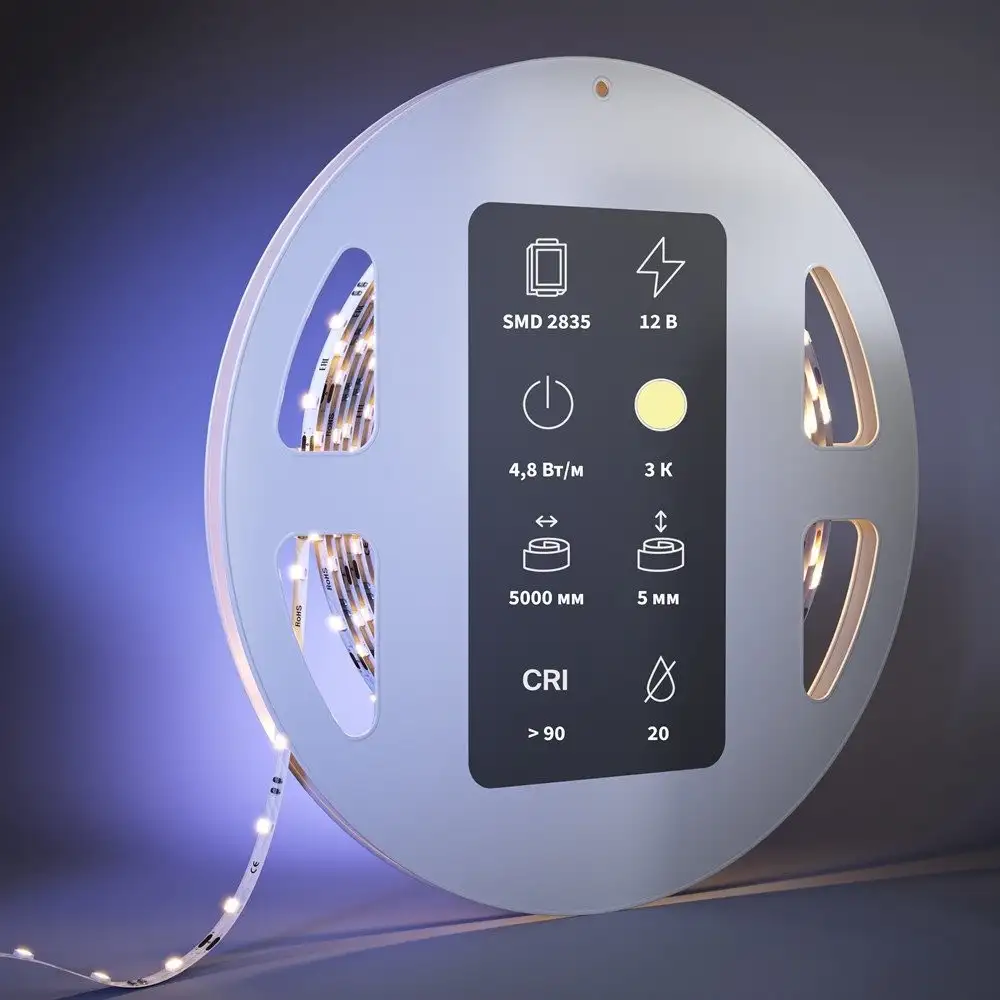 Светодиодная лента Maytoni 12В 2835 4.8Вт/м 3000К 5м IP20 201103 – фото товара