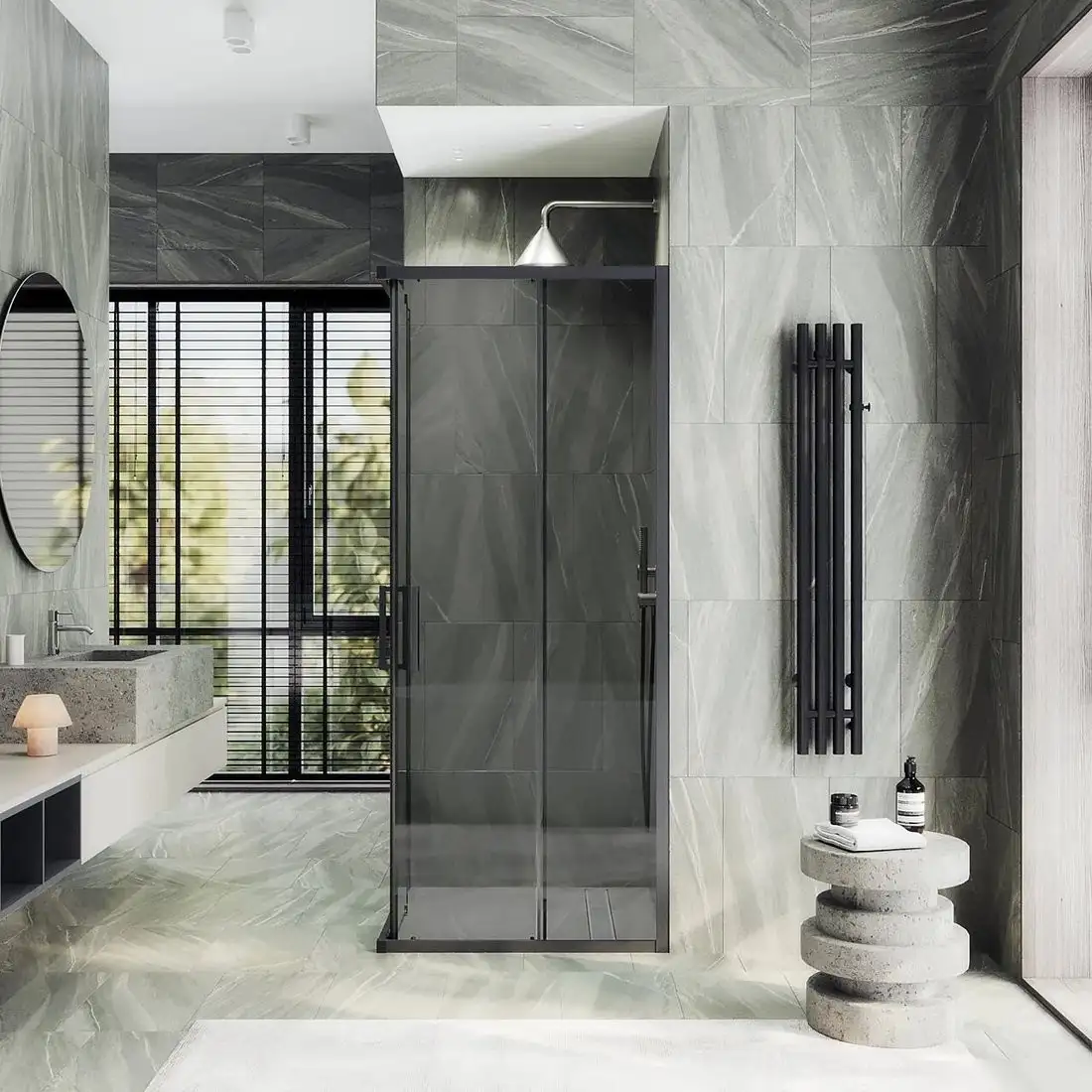 Душевой уголок MaybahGlass MGY-1328-6 (графит стекло/черный) - фото товара