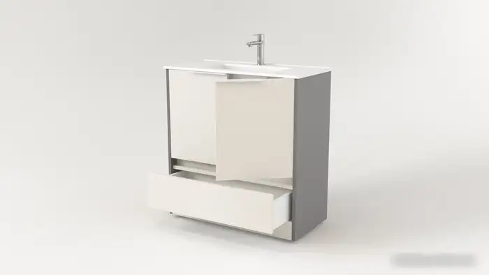 Дабер Тумба под умывальник 017 Тобага/Эридан 80 Т17.8Т.0.19Б (бежевый/серый/ручка белая) – фото товара