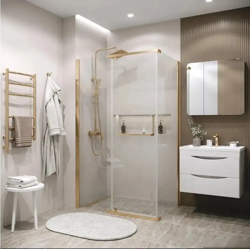 Душевая стенка Grossman Pragma 90x195 200.K33.03.90.32.00 (золото сатин,стекло прозрачное) - фото товара