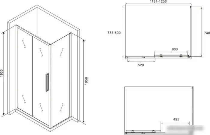 Душевой уголок Abber Schwarzer Diamant AG30120BH-S80B - фото товара
