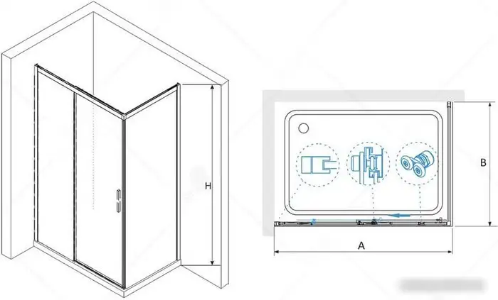 Душевой уголок RGW LE-41B (LE-12B + Z-050-2B) 34124104-014 140x100 (черный/прозрачное стекло) - фото товара