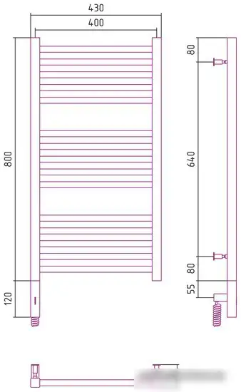 Полотенцесушитель Сунержа Модус 3.0 800х400 МЭМ левый 31-5700-8040 - фото товара