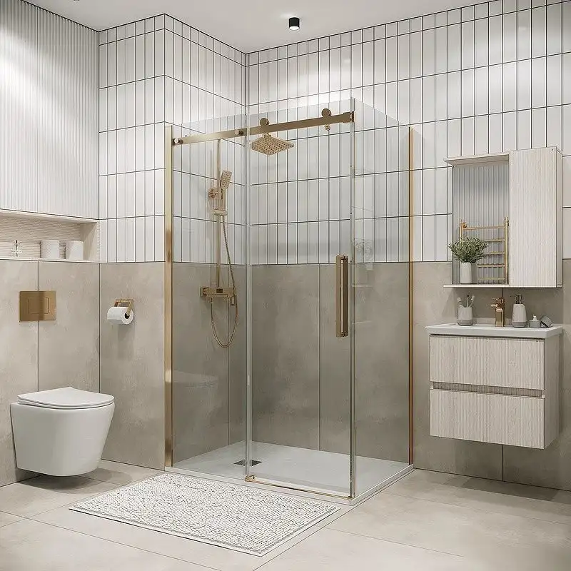 Душевой уголок Grossman Classic 100x90x195 120.K33.04.1090.32.00 (золото сатин/стекло прозрачное) - фото товара