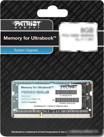 Оперативная память Patriot Memory for Ultrabook 4GB DDR3 SO-DIMM PC3-12800 (PSD34G1600L81S) – фото товара