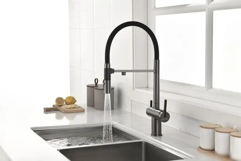 Смеситель Paulmark Gravity Gr213888-GM (черный/вороненая сталь) - фото товара