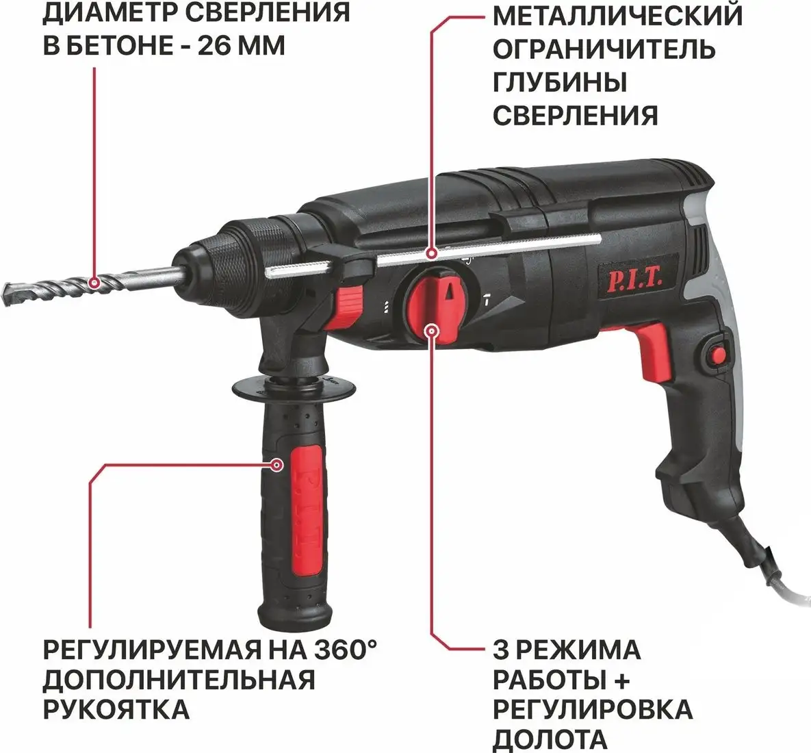 Перфоратор P.I.T. PBH26-C6 (кейс) – фото товара