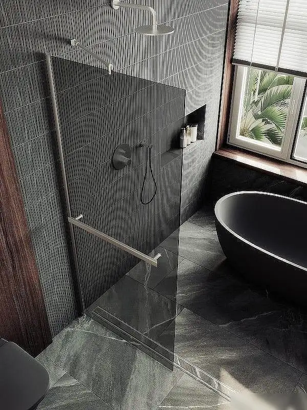 Душевая стенка MaybahGlass 99x195 MGD-1461-5ш (графитовое стекло/хром матовый) - фото товара
