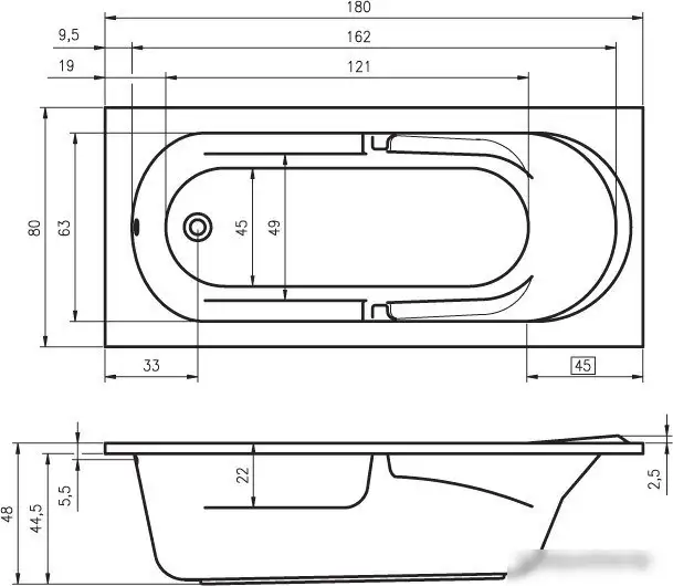 Ванна Riho Future 180x80 BC31005 (с каркасом) - фото товара