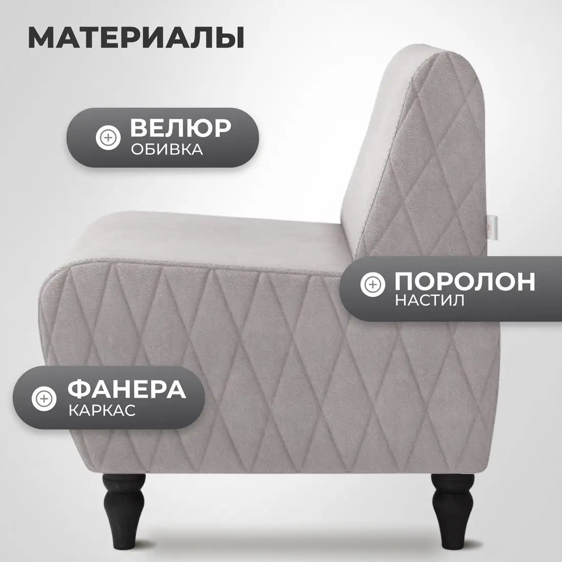 Интерьерное кресло MONOFIX Буно кресло (велюр/серый/бежевый №4)