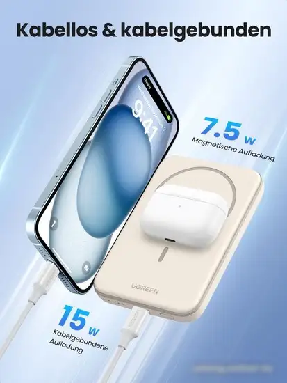 Внешний аккумулятор Ugreen PB560 5000mAh (бежевый) – фото товара