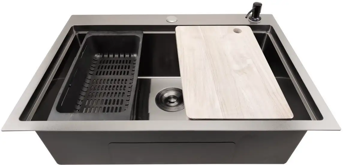 Кухонная мойка Stellar S6050NB-A (нано черный, c доской) - фото товара