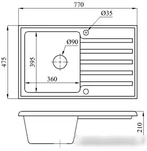 Кухонная мойка БелЭворс Styl L + смеситель W4998-3-22 (черный) - фото товара