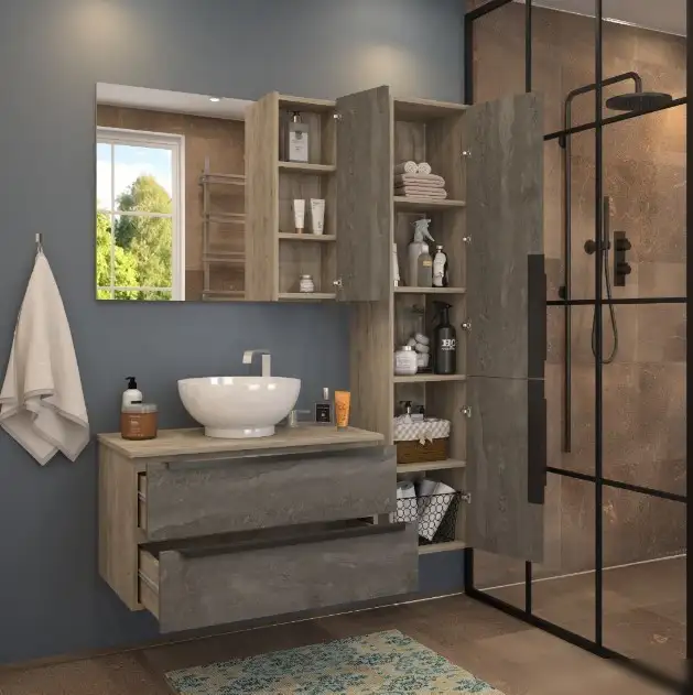 Teymi Шкаф-пенал Helmi T60310 (серый камень/дуб) – фото товара