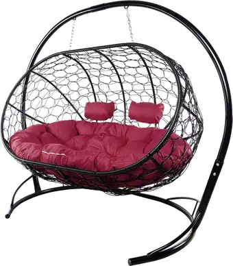 Подвесной диван M-Group Лежебока 11180402 (с черным ротангом/бордовая подушка) – изображение в каталоге