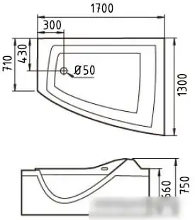 Ванна Gemy G9056 K R 170x130 - фото товара