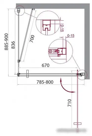 Душевой уголок BelBagno MARMI-AH-1-80/90-C-Cr (прозрачное стекло) - фото товара
