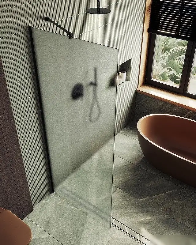 Душевая стенка MaybahGlass 119x195 MGD-688-6ш (сатин стекло/черный) - фото товара