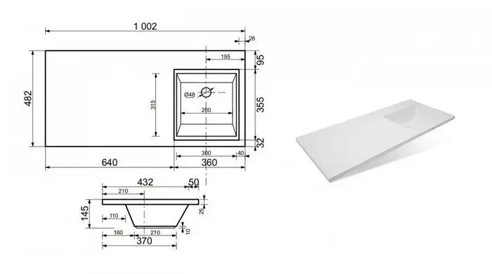 Умывальник Эстет Dallas Silk 100x48 R ФР-00014933 - фото товара