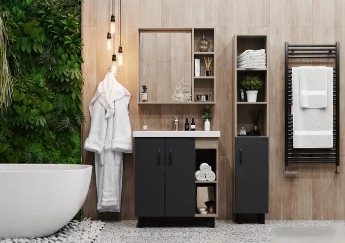 Onika Тумба под умывальник Тимбер 70.10 107057 (серый матовый/дуб сонома) – фото товара