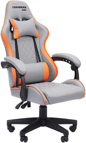 Игровое (геймерское) кресло CHAIRMAN CH28 (экокожа, серый/оранжевый) – изображение в каталоге
