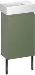 Wellsee Тумба под умывальник 3 в 1 WC Area 221805005 (тумба/матовый зеленый, раковина/глянцевый белый, ножки/матовый черный) – изображение в каталоге