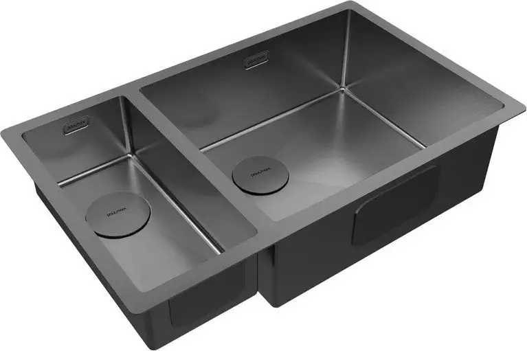 Кухонная мойка Paulmark Next 69/2S Uni PM226944-GMR (черный/вороненая сталь) - фото товара