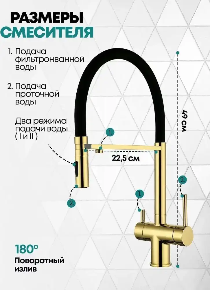 Смеситель Grocenberg GB4096 (золото глянец) - фото товара