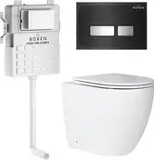 Унитаз приставной Roxen Antares в комплекте с инсталляцией Attach 5 в 1 967099 (кнопка: черный) - изображение в каталоге