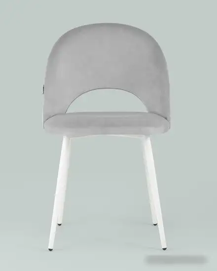 Стул Stool Group Меган AV 415-H09-02(P) (велюр светло-серый/белые ножки) – фото товара