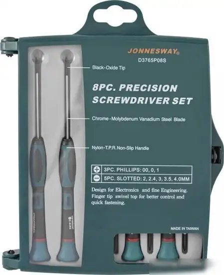 Набор отверток Jonnesway D3765P08S (8 предметов) – фото товара