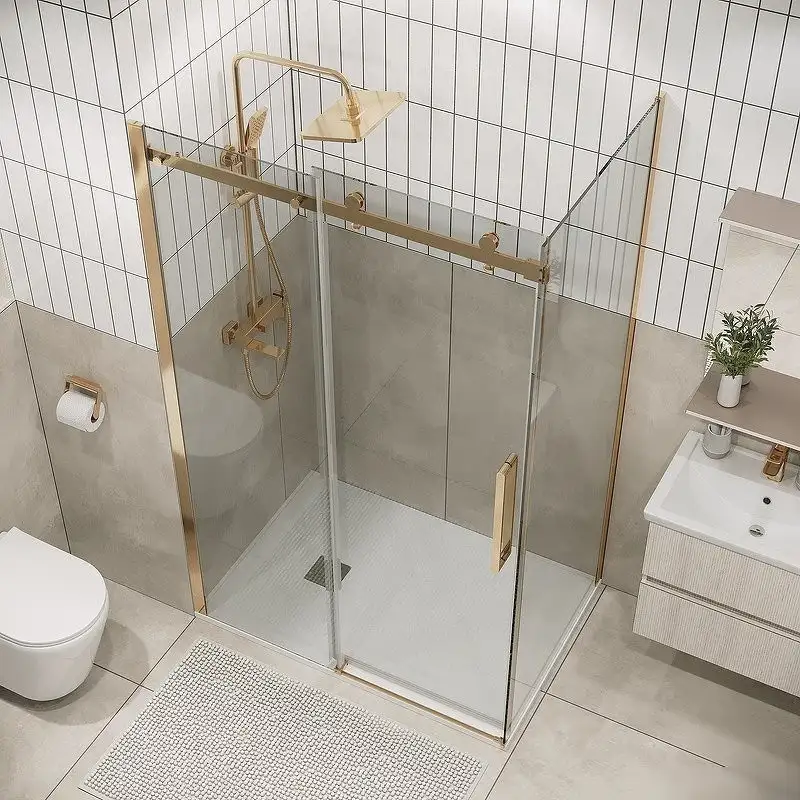 Душевой уголок Grossman Classic 100x90x195 120.K33.04.1090.32.00 (золото сатин/стекло прозрачное) - фото товара