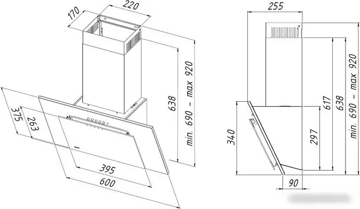 Кухонная вытяжка Akpo Nero Eco 60 WK-4 (металлик/черное стекло) - фото товара