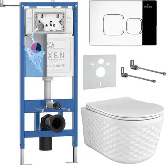 Унитаз подвесной Roxen Vine Tornado в комплекте с инсталляцией StounFix Dual Fresh 6 в 1 979016 (кнопка: хром глянцевый) - изображение в каталоге