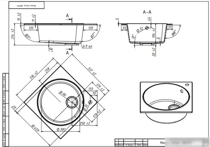 Кухонная мойка Belux Лиль ЛИ 5151 (олово светло-серый) - фото товара