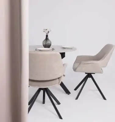 Стул с подлокотниками Мамадома Offy-R 360 (g05 Grey Beige шенилл Lux - Milk замша Lux/черный) – фото товара