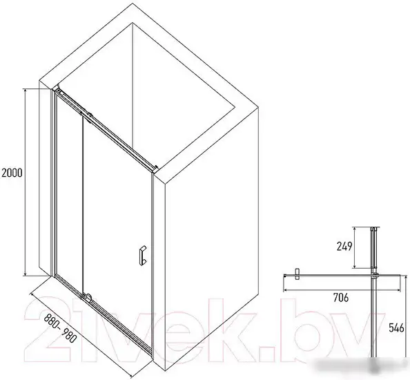 Душевая дверь Alex Baitler AB78C90 98x200 - фото товара
