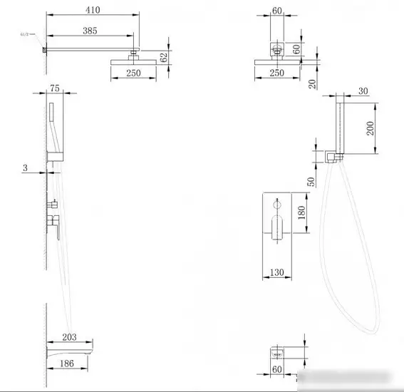 Душевая система Abber Wasser Insel AF8017 (хром) - фото товара