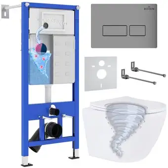 Унитаз подвесной Roxen Antares Tornado в комплекте с инсталляцией StounFix Dual Fresh 6 в 1 968322 (кнопка: хром матовый) - изображение в каталоге