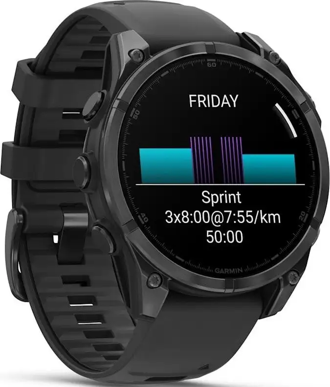 Умные часы Garmin Fenix 8 47мм (серый, черный силиконовый ремешок) – фото товара