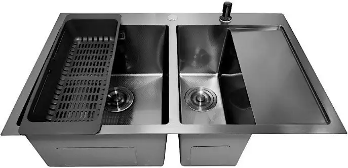 Кухонная мойка Stellar Decor S7850NB-2L-D (нано черный) - фото товара