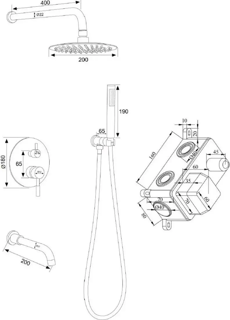 Душевая система РМС SUS129BL-1S - фото товара