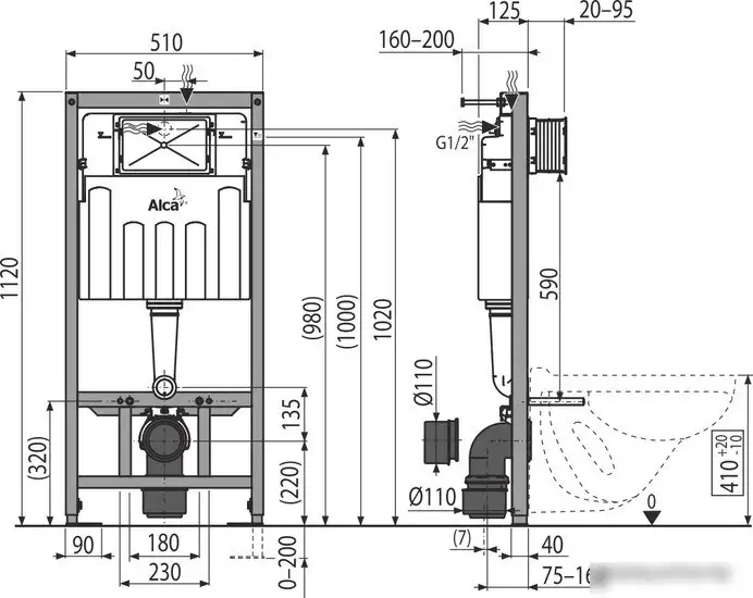 Инсталляция для унитаза Alcaplast AM101/1120 с клавишей смыва Thin M570 - фото товара