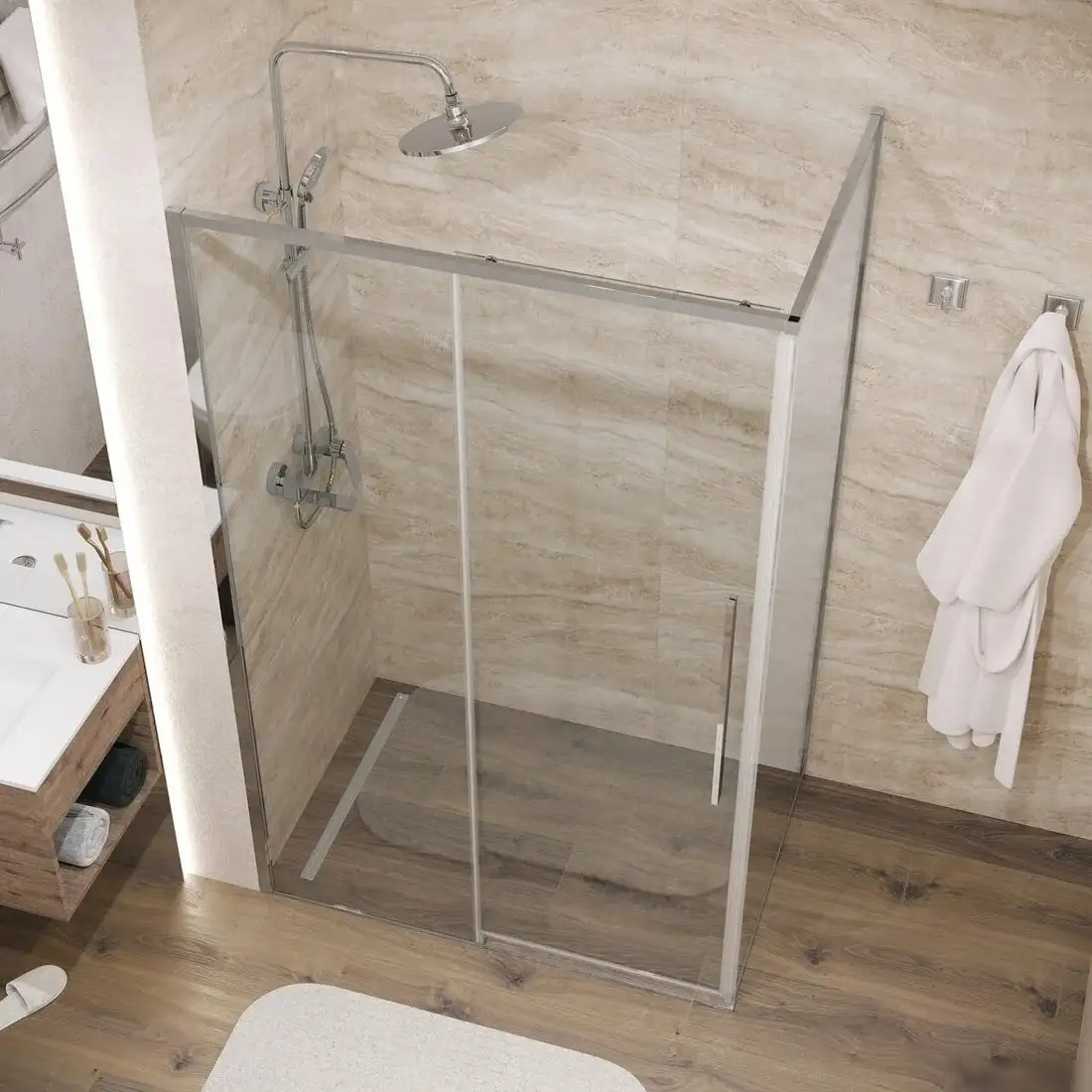 Душевая стенка Grossman Galaxy 80x195 200.K33.01.80.10.00 (хром/стекло прозрачное) - фото товара