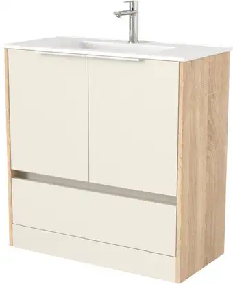 Дабер Тумба под умывальник 017 WeltWasser Deilbach 7517-80 Т17.8W.0.18Б (бежевый/дуб бардолино/ручка белая) – изображение в каталоге