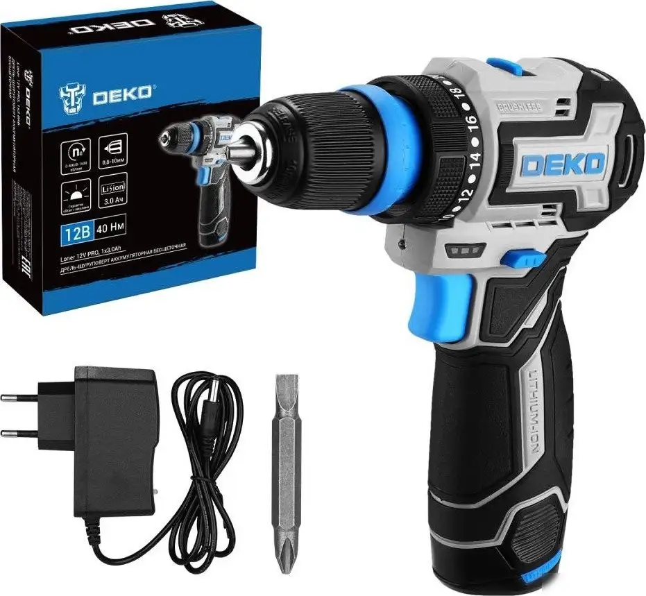 Дрель-шуруповерт Deko Loner 12V PRO 085-1121 (с 1-им АКБ) – фото товара