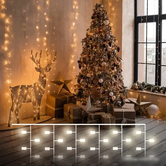 Гирлянда Евросвет Роса (теплый белый) 2х3 м – фото товара