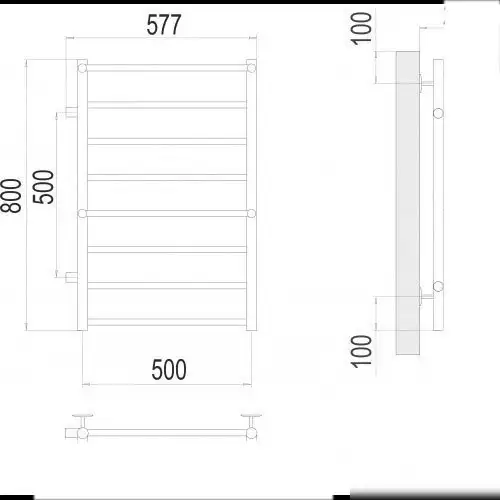 Полотенцесушитель TERMINUS Аврора П8 500x800 (9005 матовый, боковое подключение 50) - фото товара