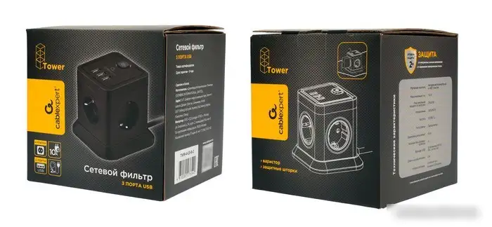 Сетевой фильтр Cablexpert TWR-4-U3-B-2 – фото товара