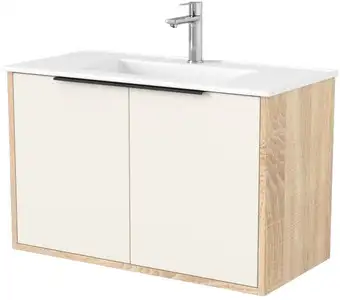 Дабер Тумба под умывальник 018 WeltWasser Deilbach 7517-80 Т18.8W.0.18Ч (бежевый/дуб бардолино/ручка черная) – изображение в каталоге